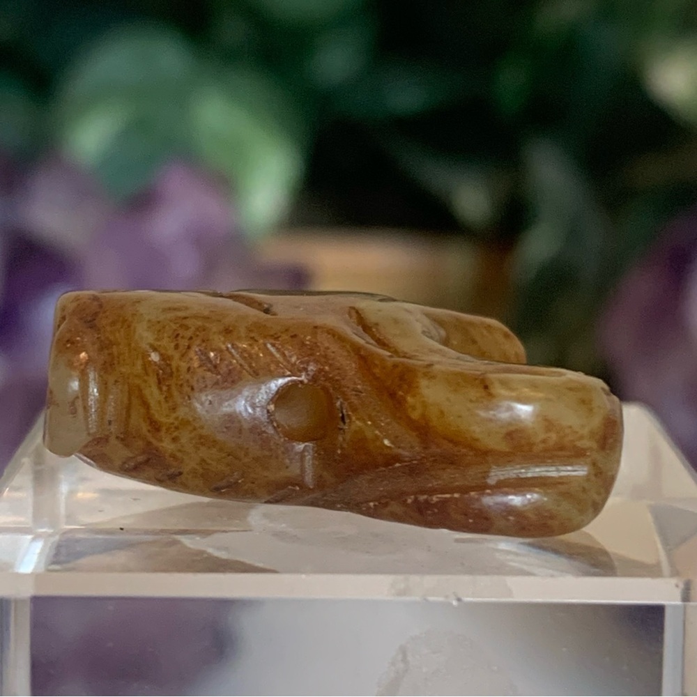 Hand Carved Jade Chinese Zodiac Ram Drilled Animal Bead Stone Figurine 20th C. - Picture 14 of 16